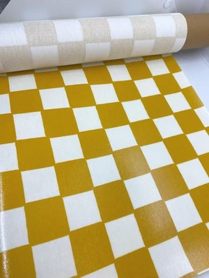 4 metres John Lewis mustard check PVC table protector FREE POSTAGE - Image 1 of 2