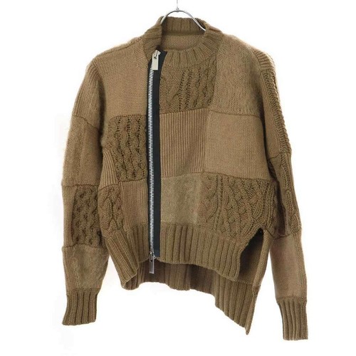 sacai sakai 24AW giacca blouson maglia patchwork 24 07581 marrone 1 usato0