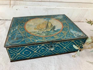 VTG Whitmans Chocolates Tin Candy Santa Maria Ship 1923 Nautical Tindeco Empty - Picture 1 of 13
