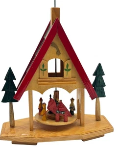 Vtg Joybrite 12" Windmill Carousel Nativity Wood Christmas Incomplete For Parts - Picture 1 of 11