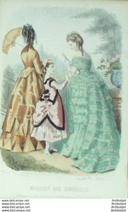Mode Magasin des demoiselles 1870 #   7 Gravure originale aquarellee - Picture 1 of 1