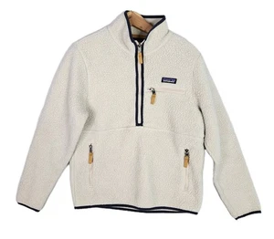 Patagonia Jacke Damen klein beige Retro Flor Fleece Pullover Pulli Taschen - Bild 1 von 7