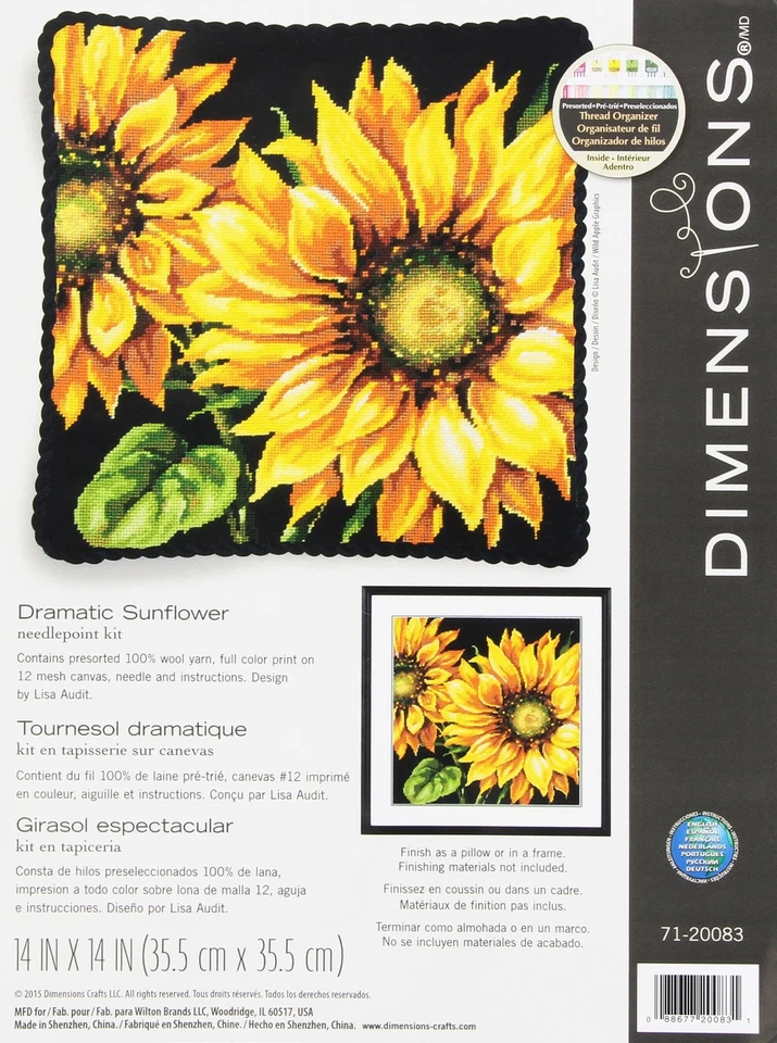 Dimensions Needlepoint Kit Dramatic Sunflower 14x14