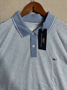 NWTS Vineyard Vines Performance Stretch Blue Stripe Short Sleeve Polo Shirt XL - Picture 1 of 7