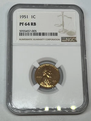 1951-P 1C Philadelphia Mint Lincoln Memorial Proof Penny Graded NGC PF 64 RB - Image 1 of 4