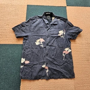 Ted Baker London Mens Shirt Button Neele S/S Abstract Floral Sz 2 Blue X6a - Picture 1 of 8