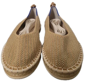 Rothy’s Espadrille goldfarbene Streifen Ballerinas zum Binden elfenbeinfarben Damen 10 neu ohne Etikett selten - Bild 1 von 13