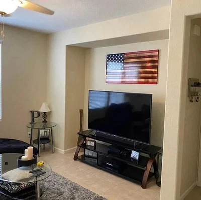 Wooden American Flag Rustic Charred Patriotic Wall Decor Handmade USA 36x19 - Image 1 of 4