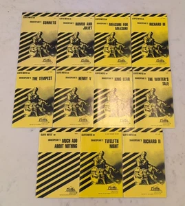 CLIFFS NOTES STUDY GUIDE BOOK LOT (11) WILLIAM SHAKESPEARE CLASSIC LITERATURE - Picture 1 of 2