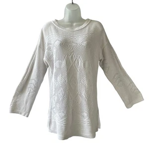 Suéter túnica vintage años 80 Contempo informal ganchillo calado algodón talla pequeña - Imagen 1 de 6