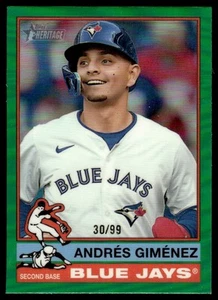 ANDRES GIMENEZ 2024 Topps Heritage Chrome Green Refractor Card /99 #387 Toronto - Picture 1 of 2