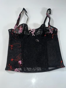 Laabposa BH in Gr. 34C, Korsett mit Blumenstickerei, rosa, rot und schwarz - Bild 1 von 14
