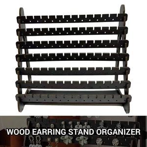 Earring Holder Display Stand Rustic Wood Jewelry Organizer for Stud Earring US - Picture 1 of 4