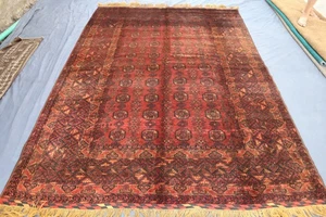 Alfombra Bukhara vintage de terracota 6'7x9'0 pies alfombra de diseño triple turcomano - alfombra de cocina - Imagen 1 de 14