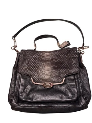 Coach Madison  Python Embossed  Sadie Flap Satchel Bag - Image 1 of 4