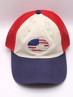 Gorra de béisbol COSTA Del Mar bandera americana EE. UU. malla roja blanca azul ajustable Foto 1 de 4