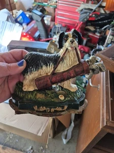 Gusseisen Hund Border Collie halbseitiger Türstopper mit Golfschlägern handbemalt 7' - Bild 1 von 2