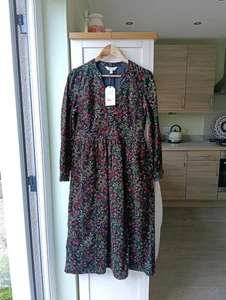 Seasalt Rose Cottage Midmaxi Dress Meadow Bloom Onyx , 10, fine needlecord BNWT - Picture 1 of 11