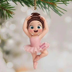 2D flache Ballerina kleines Mädchen personalisiert Acryl Ornament, individuell Weihnachten - Bild 1 von 9