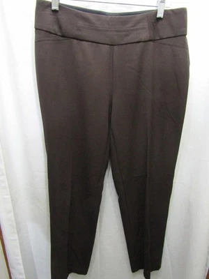 WOMENS INVESTMENTS PETITES BROWN PANTS SIZE 6PS INSEAM 27" WAIST FLAT 16" - Image 1 of 3