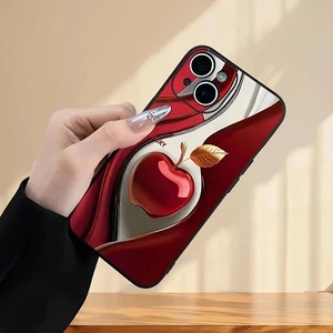 Crystal Clear, Beautifully  Vibrant Red Apple Pattern Glass Phone Case /16ProMAX - Picture 1 of 8