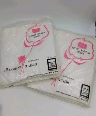 Sábana bajera ajustada Sears TODO BLANCA DOBLE algodón muselina vintage NUEVO stock antiguo Foto 1 de 4