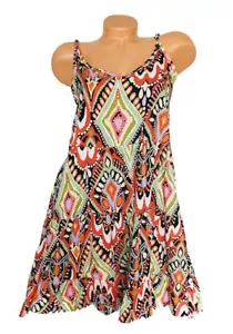 ITALY Damen Kleid Trägerkleid Sommerkleid Ethno Größe S/M 36 38 40 rot IT404 - Bild 1 von 2
