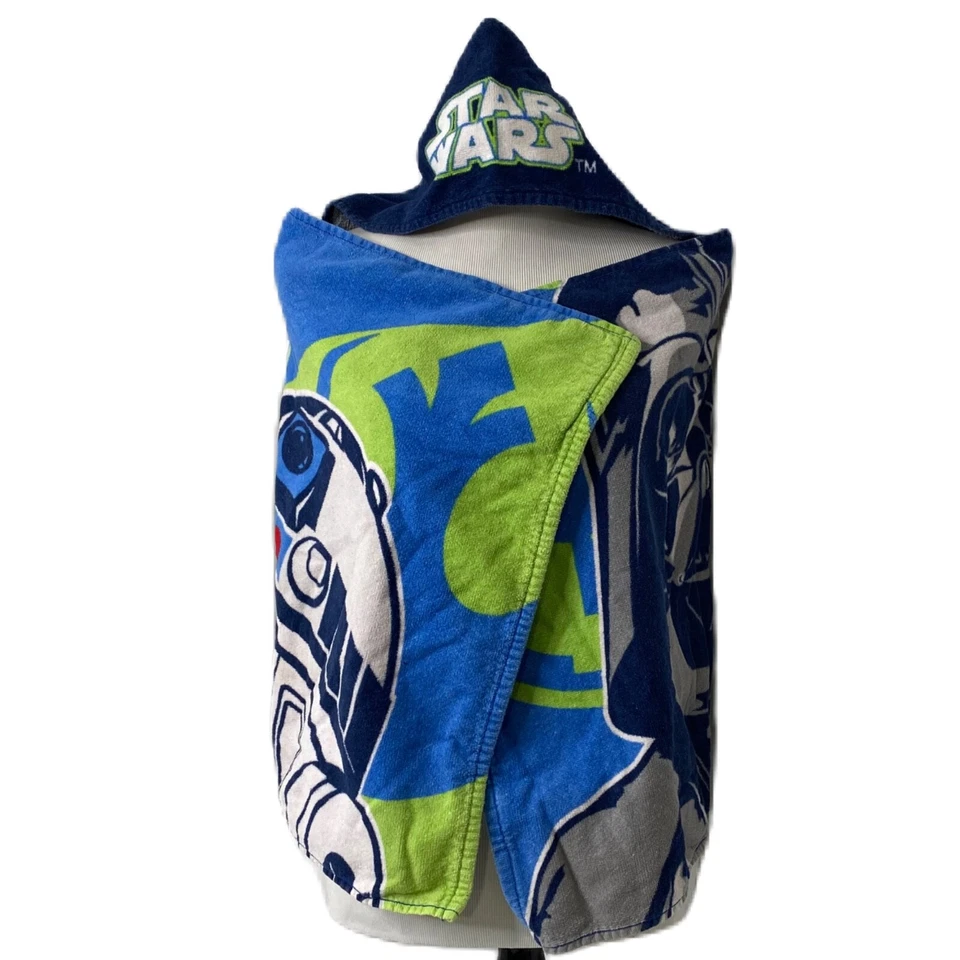 Toalla de baño con capucha para niños Star Wars multicolor para niños pequeños con sujetadores de mano Foto 1 de 4