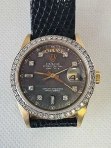 Rolex Day-Date 1803 Solid 18K Yellow Gold Diamond Dial & Bezel 36mm Watch - Picture 1 of 5