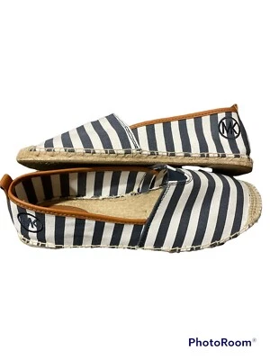 Michael Kors Zapatos Planos Sin Cordones Alpargatas Talla 10 Rayas Azules y Blancas Usados en Excelente Condición Foto 1 de 4