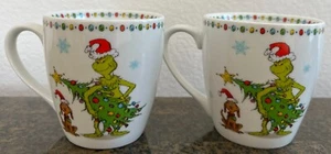 Set of 2 Dr. Seuss The GRINCH Who Stole Christmas Ceramic 12 oz Mugs New! - Picture 1 of 2