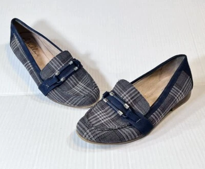 Abella Women's Size 8.5M Plaid Loafer Flats True Comfort Blue Foto 1 de 4