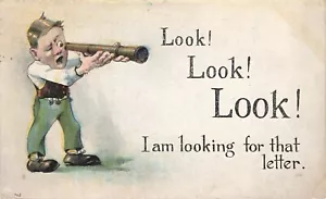 Humor Comic Series Postcard Posted Look Look Look I Am Looking For That Letter - Picture 1 of 2