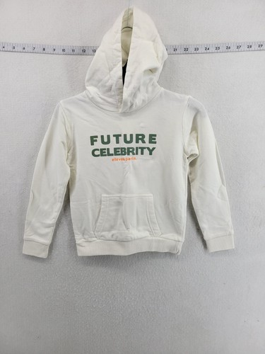 OFF WHITE Felpa con cappuccio pullover bianca Eleven Paris per ragazzi taglia 5Y cotone