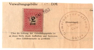 Sülze, Landkreis Celle, Gebührenmarke 2 DM der Gemeindeverwaltung Dienstsiegel - Bild 1 von 1