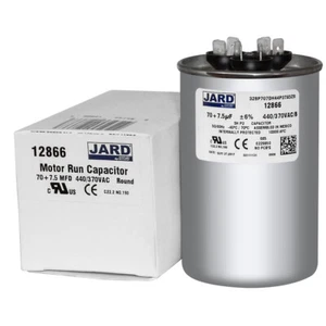 70 + 7.5 uf MFD 370 440 VAC Round Dual Capacitor 12866 Replaces C37075R C47075R - Picture 1 of 5