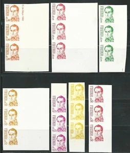 Venezuela: 1986; lot 7 values in strip imperforated 3, set ordinary issue VZ0347 - Picture 1 of 2