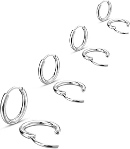 316L Surgical Stainless Steel Small Hoop Earrings Huggie Hoop Earrings Hypoaller - Picture 1 of 5