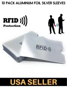 10 Pack RFID Blocking Sleeves Credit Card Protector Passport Card Identity Theft - Picture 1 of 12