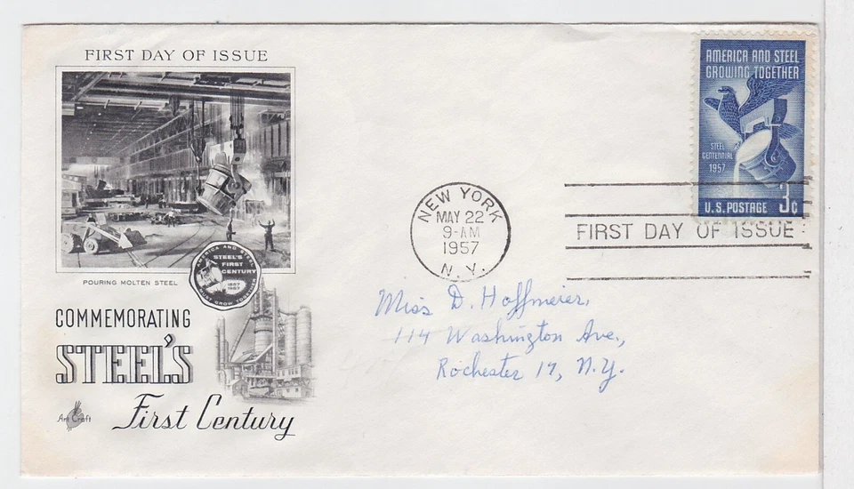 TurtlesTradingPost - Steel Industry- 1st Century #1090- 1957 Artcraft FDC - Image 1 of 1