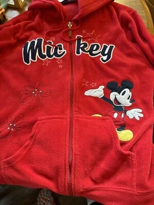 Felpa con cappuccio Disney Topolino Zip-Up Pile Donna XL Rossa Ricamata - Foto 1 di 2