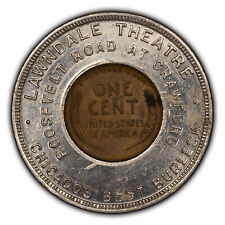 Encased 1941 Lincoln Cent Good Luck - Lawndale Theatre Burlesk Chicago - Z3342