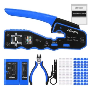 RJ45 Crimp Tool Kit All in Pass Through Crimping Tool for Cat5e Cat6 D0H9 - Afbeelding 1 van 7