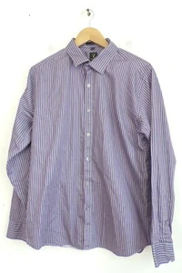 VAN HEUSEN Mens Size 16.5 Purple & Gray Striped Slim Fit Dress Shirt - Picture 1 of 4