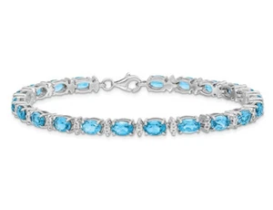 10.50 Carat (ctw) Blue Topaz Bracelet in Sterling Silver (7 inches) - Picture 1 of 5