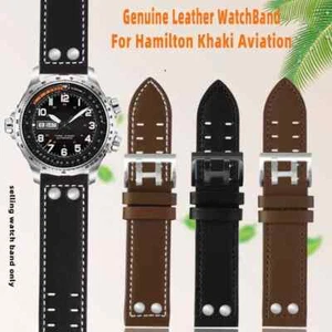 Rindsleder Uhrenarmband für Hamilton Khaki Aviation Field 20mm 22mm braun Nieten Strap - Bild 1 von 39