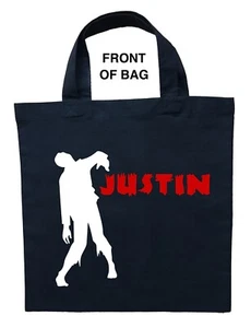 Zombie Trick or Treat Bag, Personalized Zombie Halloween Bag, Zombie Loot Bag - Picture 1 of 3