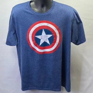 Captain America Star Shield Mens Marvel Graphic T-Shirt Blue Short Sleeve XL - Picture 1 of 7