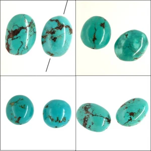 2 Genuine Chinese Turquoise Round / Oval Pebble Beads Green/Blue [Choose size] - Bild 1 von 13