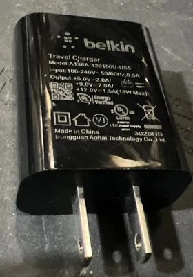 Belkin Single USB 18W (12V/1.5A) Adaptive Wall Charger - Black - Image 1 of 4